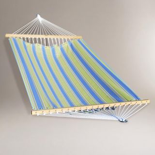 Green and Blue Stripe 2 Person 13 Fabric Hammock   World Market