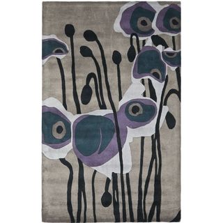 Handmade Elegance Grey/ Blue New Zealand Wool Rug (26 X 8)