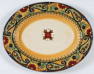 Corsica Home Crown Jewel 18 Oval Serving Platter, Fine China Dinnerware   Flora