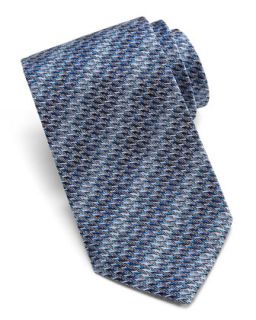Zigzag Knit Silk Tie, Blue