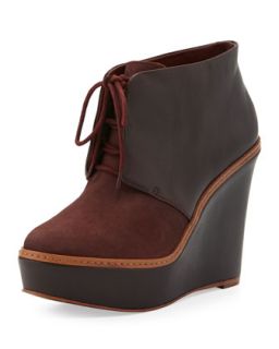 Nora Suede/Leather Wedge Bootie, Wine