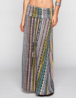 Linear Ethnic Print Maxi Skirt Multi In Sizes Medium, Large, X Small