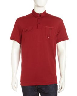 Villy Tech Mesh Polo Shirt, Dark Red