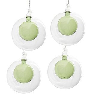 Green Mouth blown Double Globe Ornaments