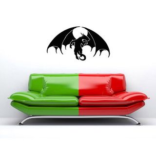 Dragon With Wings Vinyl Wall Decal (Glossy blackEasy to applyDimensions 25 inches wide x 35 inches long )