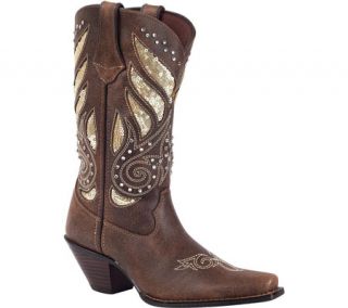 Womens Durango Boot RD003 12 Crush Bling Western Boot   Brown/Gold Boots