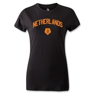 hidden Netherlands Distressed Womens T Shirt (Black)