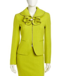 Hillary Ruffle Collar Jacket, Agave