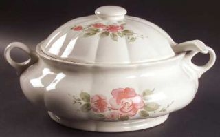 Gibson Designs Roseland Tureen & Lid w/Ladle, Fine China Dinnerware   Pink Roses