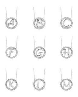 14k White Gold Diamond Initial Necklace