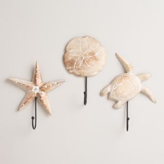 Starfish, Turtle and Sand Dollar Wall Hooks, Set of 3   World Market