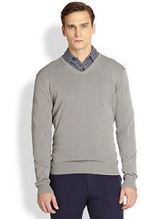 Canali V Neck Sweater   Grey