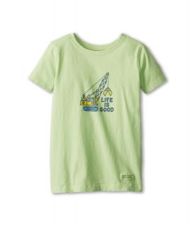 Life is good Kids Crawler Crane Crusher Tee Boys T Shirt (Green)