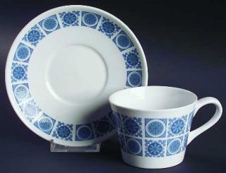Tuscan   Royal Tuscan Charade Flat Cup & Saucer Set, Fine China Dinnerware   Blu