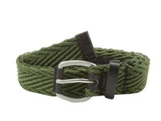 Ben Sherman Herringbone Webbing Leather Belt Mens Belts (Green)