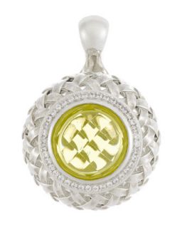 Diamond Pave Lemon Citrine Basket Weave Pendant