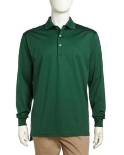 Long Sleeve Poplin Polo Shirt, Green