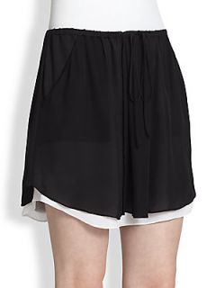 A.L.C. Arizona Silk Chiffon Double Layer Skirt   Black