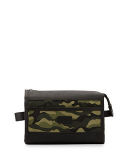 Camo Faux Leather Trimmed Travel Kit