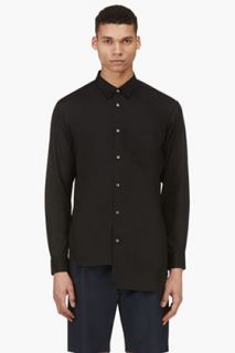Comme Des Garons Shirt Black Asymmetric_hem Buttoned Shirt