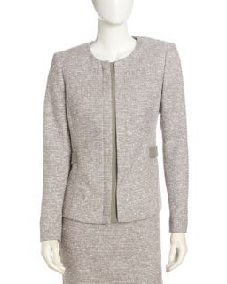 Tweed Front Placket Suit Jacket, Mica Multi