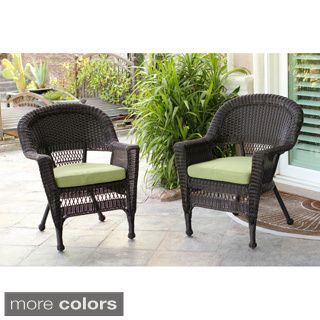 Espresso Wicker Chairs With Cushions (set Of 2)