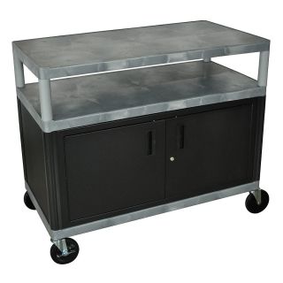 Luxor Extra Wide Coffee Cart With Cabinet   Gray   Gray  (HEW335C G)