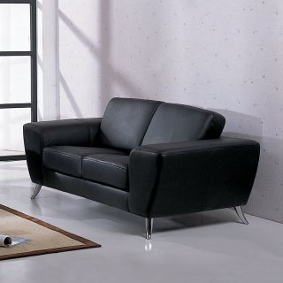Beverly Hills Furniture Inc Julie Leather Loveseat   Black   JULIE BL LOVESEAT