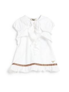 Armani Junior Infants Ruffle Front Dress   White