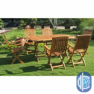 International Caravan Royal Tahiti Andorra 7 piece Outdoor Dining Set (Natural yellow balau wood colorMaterials Yellow balau hardwoodFinish Natural wood grain finishWeather resistant YesUV protection YesChairs and table fold for easy deployment and st