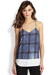 Tibi Plaid Camisole Top   Denim