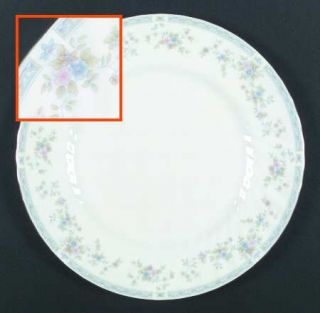 Minton Cliveden Dinner Plate, Fine China Dinnerware   Blue Border,Pink,Blue,Yell