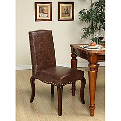 Mocha Accent Nailhead Chairs (set Of 2) (Mocha*  Upholestry Materials Fabric* Curved legs* Seat Dimensions19W x 18D *  Dimensions 39H x 26L x 23WAll sizes and measurements are approximate. Color accuracy of product images vary depending on monitor sett