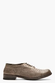 Christian Peau Grey Python Etched Leather Saddle Shoes