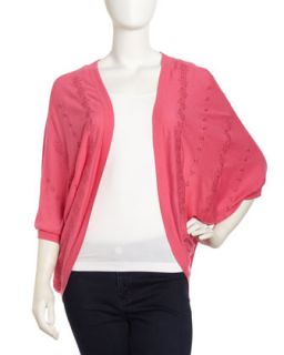 Eyelet Embroidered Cardigan, Party Pink
