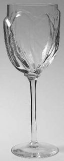 Block Crystal Tulipa Clear Water Goblet   Tulip Embossed Clear Bowl & Stem,No Tr