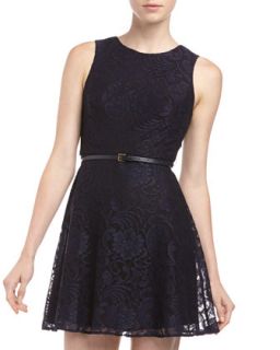 Exposed Zip Lace Dress, Midnight