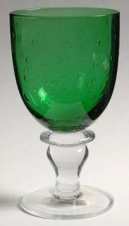 Zrike Pavilion Green/Clear Wine Glass   Green Bowl,Clear Stem,Drops In Bowl
