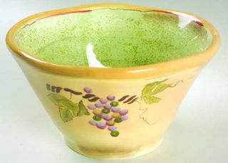 Clay Art Rustic Vines Soup/Cereal Bowl, Fine China Dinnerware   Grapes,Vine,Gree