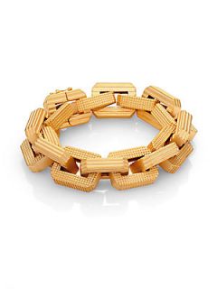 Eddie Borgo Supra Large Textured Link Bracelet   Gold
