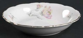 Edelstein Irish Rose Coupe Soup Bowl, Fine China Dinnerware   Pink Flowers, Gray