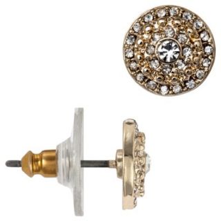 Womens Round Stud Earring with Pave Accents   Gold