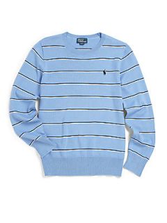 Ralph Lauren Boys Striped Cotton Sweater   Imperial Blue