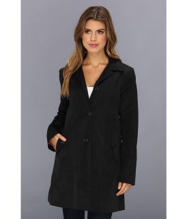 Cole Haan Single Breasted Raincoat With Button Closure Center Back Pleat Womens Coat (Black)