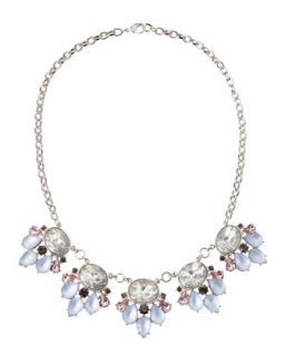 Vintage Crystal Bib Necklace, Blue/Pink