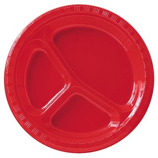 Classic Red (Red) Plastic Divided Dinner Plates