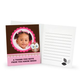 Look Whoos 1   Pink Personalized Thank You Notes