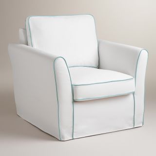 White and Blue Luxe Chair Slipcover   World Market