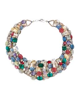 Multicolor Crystal and Stone Collar Necklace