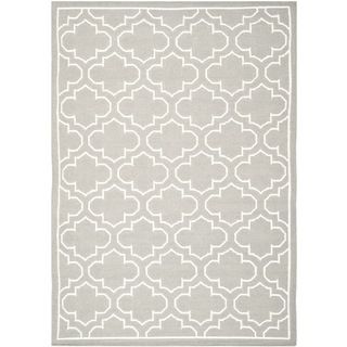 Handwoven Moroccan Dhurrie Geometric Grey Wool Rug (4 X 6)